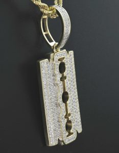 9ct Yellow Gold 1.61ct Diamond Barber Blade Pendant
