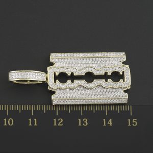 9ct Yellow Gold 1.61ct Diamond Barber Blade Pendant