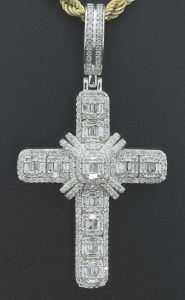 9ct White Gold 1.30ct Diamond Cross Pendant