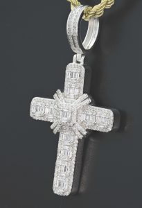 9ct White Gold 1.30ct Diamond Cross Pendant