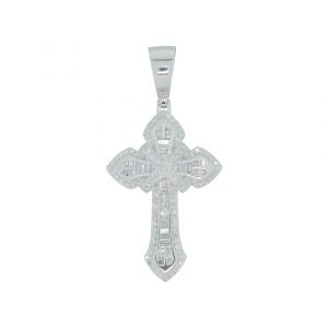 9ct White Gold 1.44ct Diamond Cross Pendant