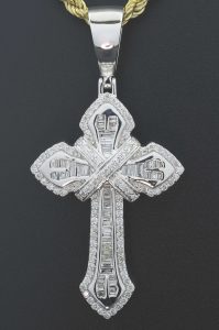 9ct White Gold 1.44ct Diamond Cross Pendant