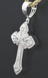 9ct White Gold 1.44ct Diamond Cross Pendant