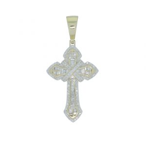 9ct Yellow Gold 1.44ct Diamond Cross Pendant