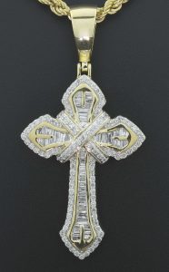 9ct Yellow Gold 1.44ct Diamond Cross Pendant