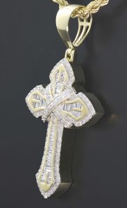 9ct Yellow Gold 1.44ct Diamond Cross Pendant