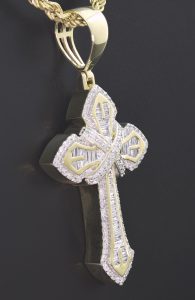 9ct Yellow Gold 1.44ct Diamond Cross Pendant