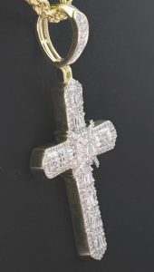 9ct Yellow Gold 1.25ct Diamond Cross Pendant