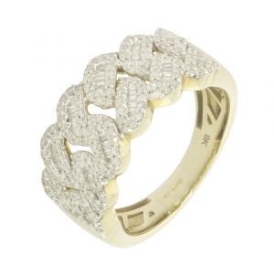 9ct Yellow Gold 0.94ct Diamond Cuban Ring