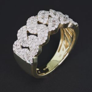 9ct Yellow Gold 0.94ct Diamond Cuban Ring