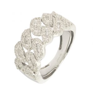 9ct White Gold 0.94ct Diamond Cuban Ring