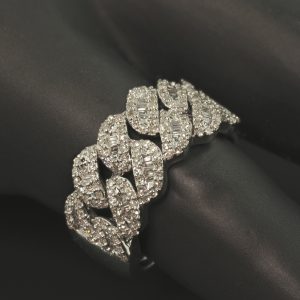 9ct White Gold 0.94ct Diamond Cuban Ring
