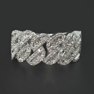 9ct White Gold 0.94ct Diamond Cuban Ring