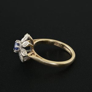 9ct Yellow Gold Children’s Diamond and Sapphire Flower Ring