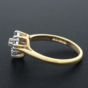 9ct Yellow Gold Diamond and Sapphire Heart Ring