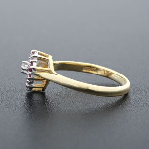 9ct Yellow Gold Ruby and Diamond Heart Ring