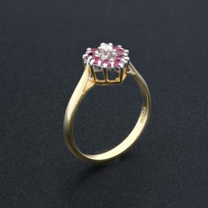 9ct Yellow Gold Ruby and Diamond Heart Ring