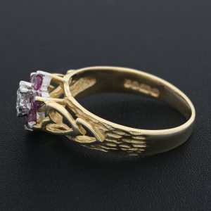 9ct Yellow Gold Diamond and Ruby Cluster Ring