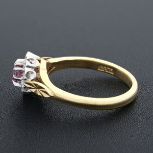 9ct Yellow Gold Ruby and Diamond Cluster Ring