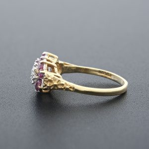 9ct Yellow Gold Diamond and Ruby Cluster Ring