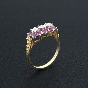 9ct Yellow Gold Diamond and Ruby Cluster Ring