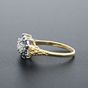 9ct Yellow Gold Diamond and Sapphire Cluster Ring