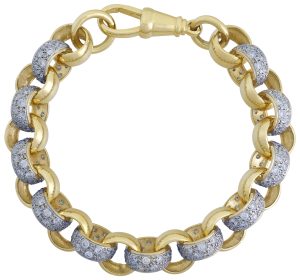 9ct Yellow Gold Gemstone Belcher Bracelet 9&#8243; 13.5mm