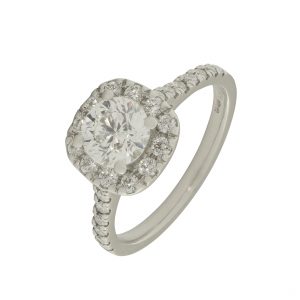 Platinum 1.45ct round Diamond halo ring