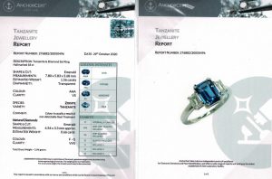 18ct White gold Emerald cut tanzanite &#038; Diamond Ring