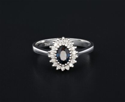 18ct White Gold Sapphire & Diamond Cluster Ring