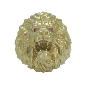 9ct Yellow Gold Heavy Lion Ring