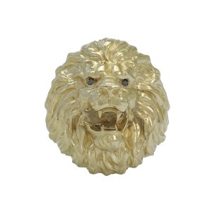 9ct Yellow Gold Heavy Lion Ring