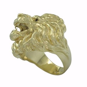 9ct Yellow Gold Heavy Lion Ring