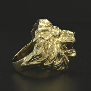 9ct Yellow Gold Heavy Lion Ring