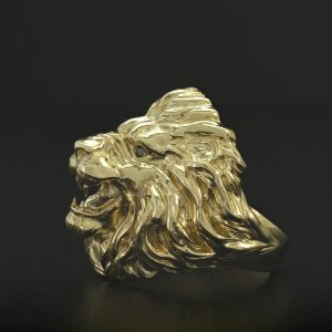 9ct Yellow Gold Heavy Lion Ring