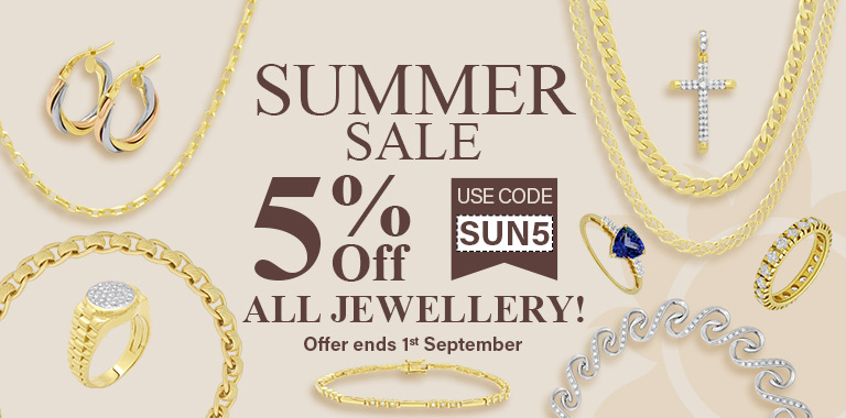 Summer Sale - 5% Off All Jewellery | Offer Ends 1st September | Shop Gold and Diamond Jewellery Deals Online